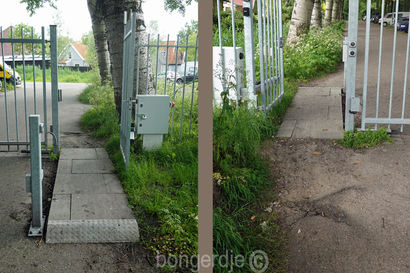  links een smallere doorgang, rechts deen onhandige boomwortel 